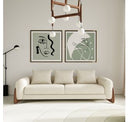Fleury - Contemporary Cream Fabric and Walnut Lounge Chair