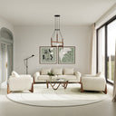 Fleury - Contemporary Cream Fabric and Walnut Sofa