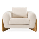 Fleury - Contemporary Cream Fabric and Walnut Lounge Chair