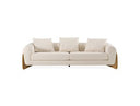 Joshua Modern 4-Seater Curved White and Taupe Fabric Sofa