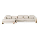 Fleury - Contemporary Cream Fabric and Walnut RAF Sectional Sofa