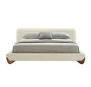 Fleury - Contemporary Cream Fabric and Walnut Sofa