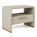 Florence - Modern Beige Velvet + Leatherette Bedroom Set