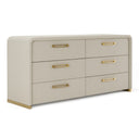 Florence - Modern Beige Velvet + Leatherette Bedroom Set