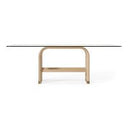 Florence - Modern Glass + Natural Oak + Gold Dining Table