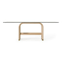 Florence - Modern Glass + Natural Oak + Gold Dining Table