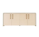 Florence - Modern Glass + Natural Oak + Gold Dining Table