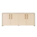 Renfew - Modern Beige Vegan Leather + Champagne Gold Dining Chair