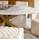 Malibu 70" Oval Dining Table in Sawar Marble with Antique Gold Base, view 10