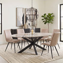 Malibu 90" Oval Dining Table in Sawar Marble with Black Base, view 6