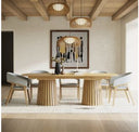 Truman - Mid-Century Modern Natural Oak Extendable Dining Table + 10 Chairs Set
