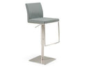 Folsum - Modern Light Grey & Brushed Stainless Steel Adjustable Bar Stool