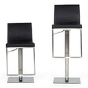 Folsum - Modern Black & Brushed Stainless Steel Adjustable Bar Stool