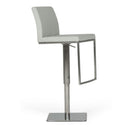 Folsum - Modern Light Grey & Brushed Stainless Steel Adjustable Bar Stool