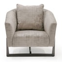 Forbis - Contemporary Light Grey Fabric + Bronze Accent Chair