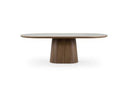 Foster - Contemporary White Ceramic + Walnut Oval Dining Table