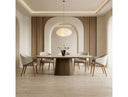 Foster - Contemporary White Ceramic + Walnut Oval Dining Table
