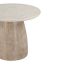 Palm Springs 22" Round Side Table with White Marble and Whitewash Modern Base, view 2
