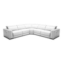 Frazier - Modern White Leather Sectional Sofa with 3 Recliners