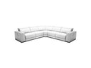 Frazier - Modern White Leather Sectional Sofa with 3 Recliners