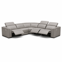 Frazier - Modern Light Grey Leather Sectional Sofa with 3 Recliners