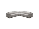 Rampart - Modern L-Shape RAF Grey Leather Sectional Sofa with 1 Recliner