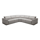 Frazier - Modern Light Grey Leather Sectional Sofa with 3 Recliners