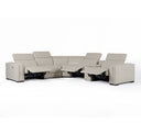 Frazier - Modern Light Grey Leather Sectional Sofa with 3 Recliners