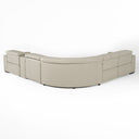 Frazier - Modern Light Grey Leather Sectional Sofa with 3 Recliners + Console