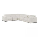 Frazier - Modern White Leather Sectional Sofa with 3 Recliners