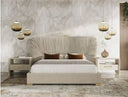 Florence - Modern Beige Velvet + Leatherette Bedroom Set