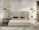 Florence - Modern Beige Velvet + Leatherette Bedroom Set