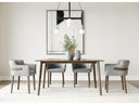 Castillo + Jordan - Modern Grey Fabric + Walnut 5-Piece Dining Set