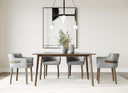 Castillo + Jordan - Modern Grey Fabric + Walnut 5-Piece Dining Set