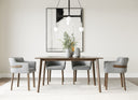 Castillo + Jordan - Modern Grey Fabric + Walnut 5-Piece Dining Set