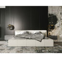 Lamont + Rado - Modern Beige Fabric + Walnut 4-Piece Bedroom Set