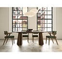 Sacks - Mid-Century Modern Green Fabric + Walnut Dining Chair