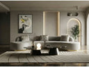 Weldon - Modern Grey Fabric Curved Sectional Sofa