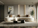 Frontier - Glam Beige Fabric Curved Sectional Sofa with Beige Pillows
