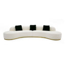 Frontier - Glam Off-White Fabric Curved Sectional Sofa with Black Pillows