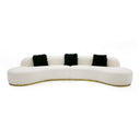 Frontier - Glam Off-White Fabric Curved Sectional Sofa with Black Pillows