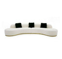 Frontier - Glam Black Fabric Curved Sectional Sofa with Grey Pillows