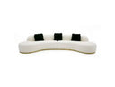 Frontier - Glam Off-White Fabric Curved Sectional Sofa with Black Pillows