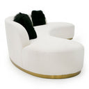 Frontier - Glam Off-White Fabric Curved Sectional Sofa with Black Pillows