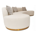 Frontier - Glam White Fabric Curved Sectional Sofa with Beige Pillows