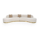 Frontier - Glam Black Fabric Curved Sectional Sofa with Grey Pillows