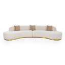 Frontier - Glam Beige Fabric Curved Sectional Sofa with Beige Pillows