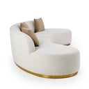 Frontier - Glam Beige Fabric Curved Sectional Sofa with Beige Pillows