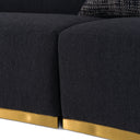 Frontier - Glam Black Fabric Curved Sectional Sofa with Grey Pillows