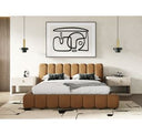 Harris + Roma - Modern Brown Fabric + Walnut 4-Piece Bedroom Set